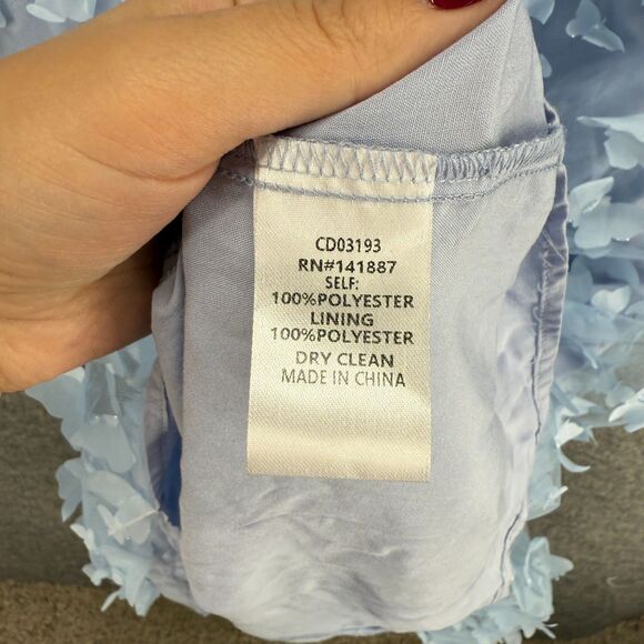 TCEC Dress Women M Medium Blue Butterfly Sheath Midi Zipper Sleeveless Lined - Picture 6 of 7